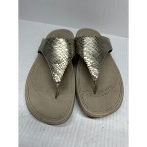 Fitflop Lulu Snake‎ Skin Slide Sandal Casual Womens 560-308 Gold Tan Size 8